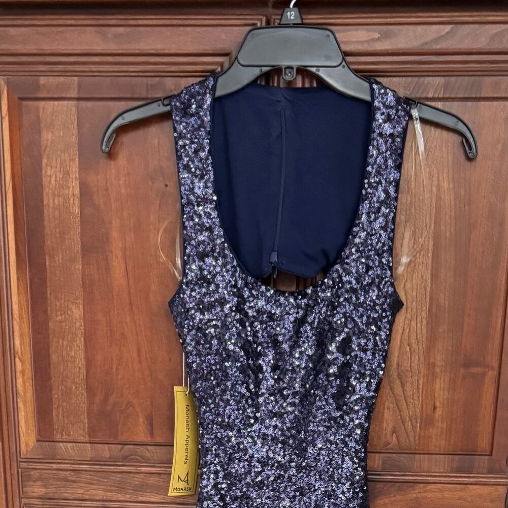 Final Price-Quick Sale-Spy Zone Navy blue Sequin gown-Small - New With Tags